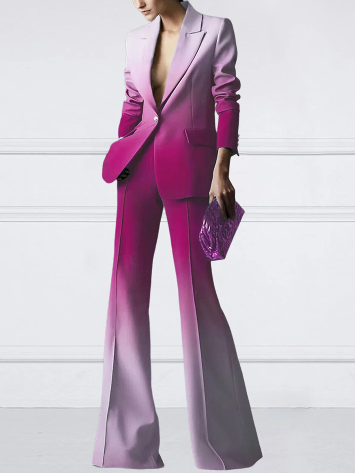 Blazers Ombre Printemps / Automne Urbain Taille Haute Micro-élasticité Faire la navette à Col Revers Ligne X Régulier pour Femmes