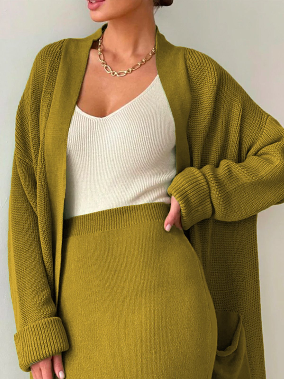 Cardigans Femmes Plain Printemps / Automne Urbain Tricoté Aucune élasticité Quotidien Ample Régulier Droit