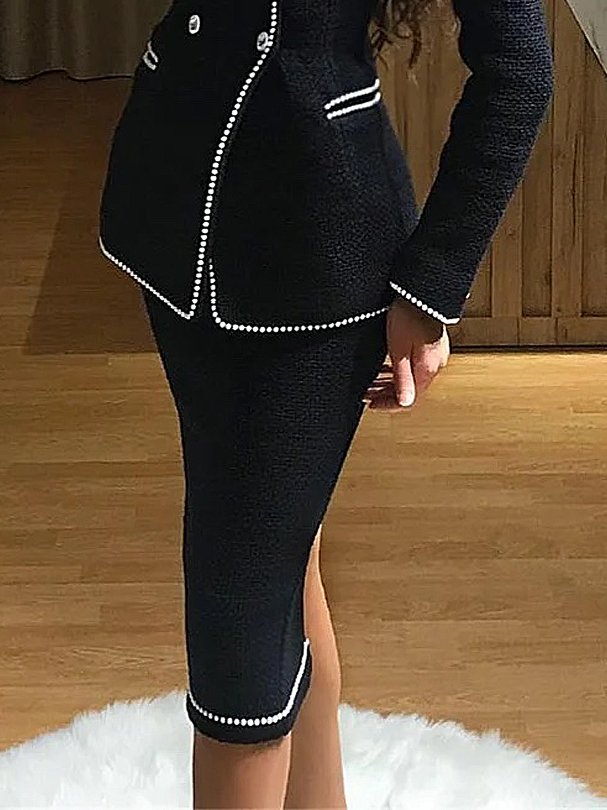 Jupes Bloc de Couleur Printemps / Automne Élégant Polyester Poids lourd Aucune élasticité Quotidien Coupe Régulière Mi-longue pour Femmes