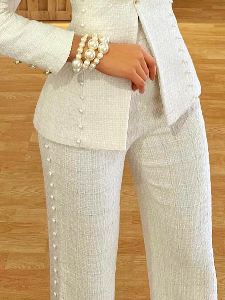 Mode Pantalons Femmes Plain Printemps / Automne Élégant Polyester Poids lourd Quotidien Coupe Régulière Taille Moyenne Pantalon droit