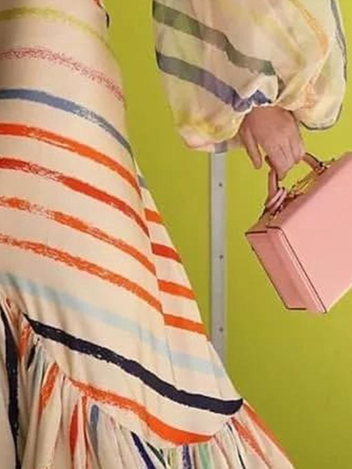 Robes Rayé Printemps / Automne Élégant Polyester Taille Haute Quotidien Maxi Manches Longues Régulier pour Femmes