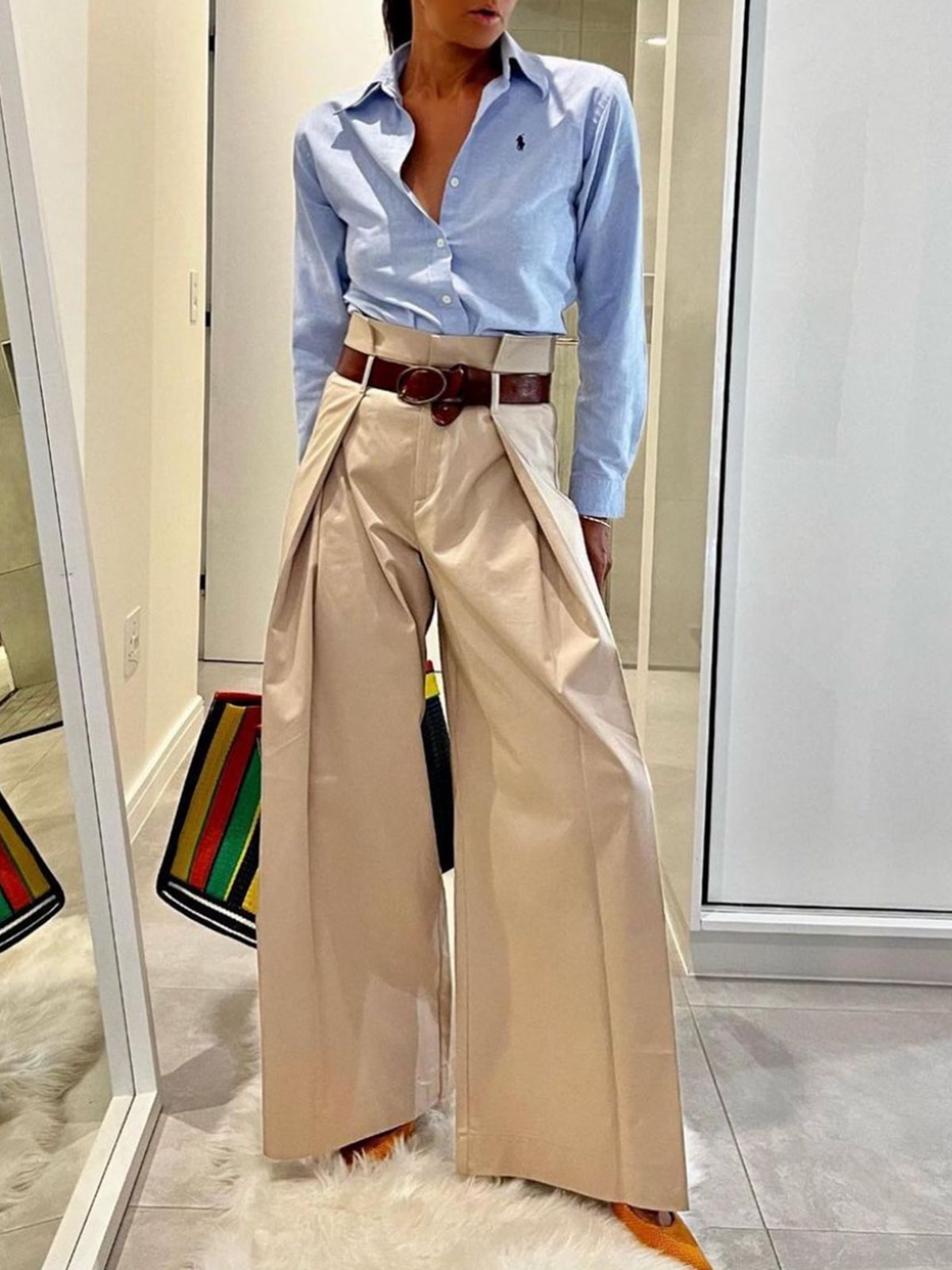 Mode Pantalons Plain Printemps / Automne Urbain Coton Taille Haute Aucune élasticité Coupe Régulière Droit Régulier pour Femmes