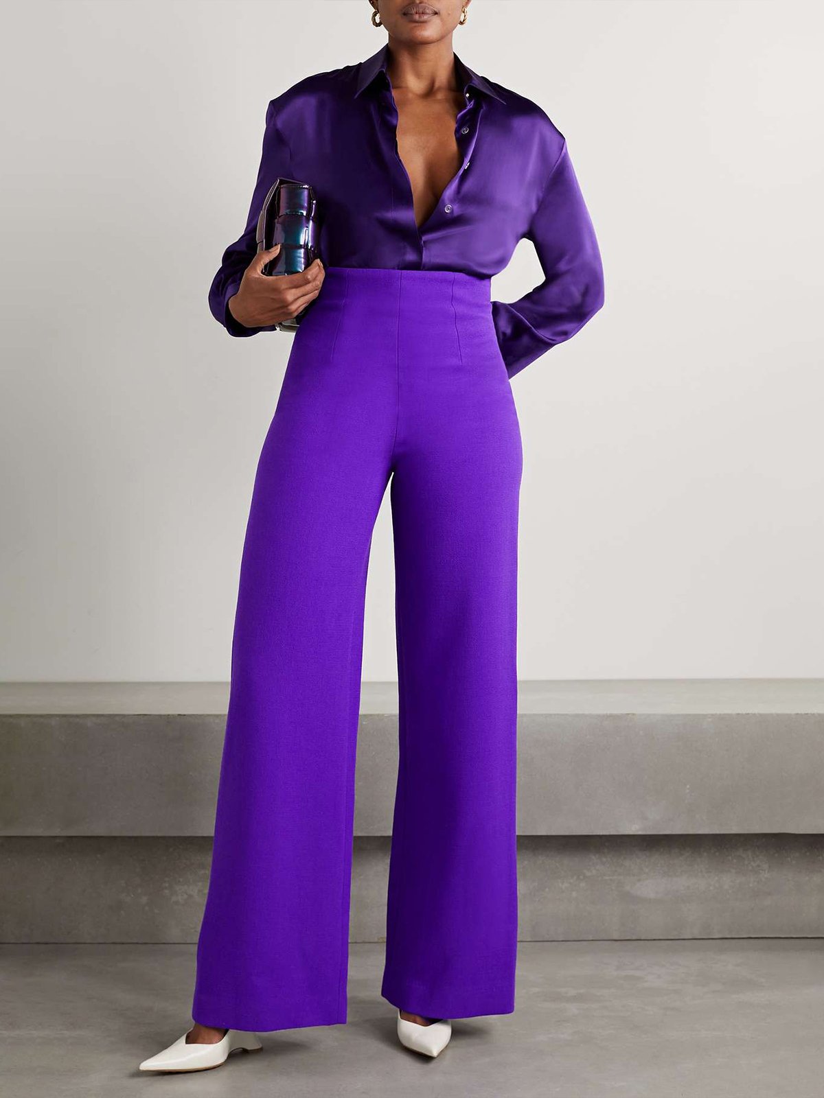 Mode Pantalons Plain Printemps / Automne Urbain Polyester Taille Haute Quotidien Coupe Régulière Long Droit pour Femmes