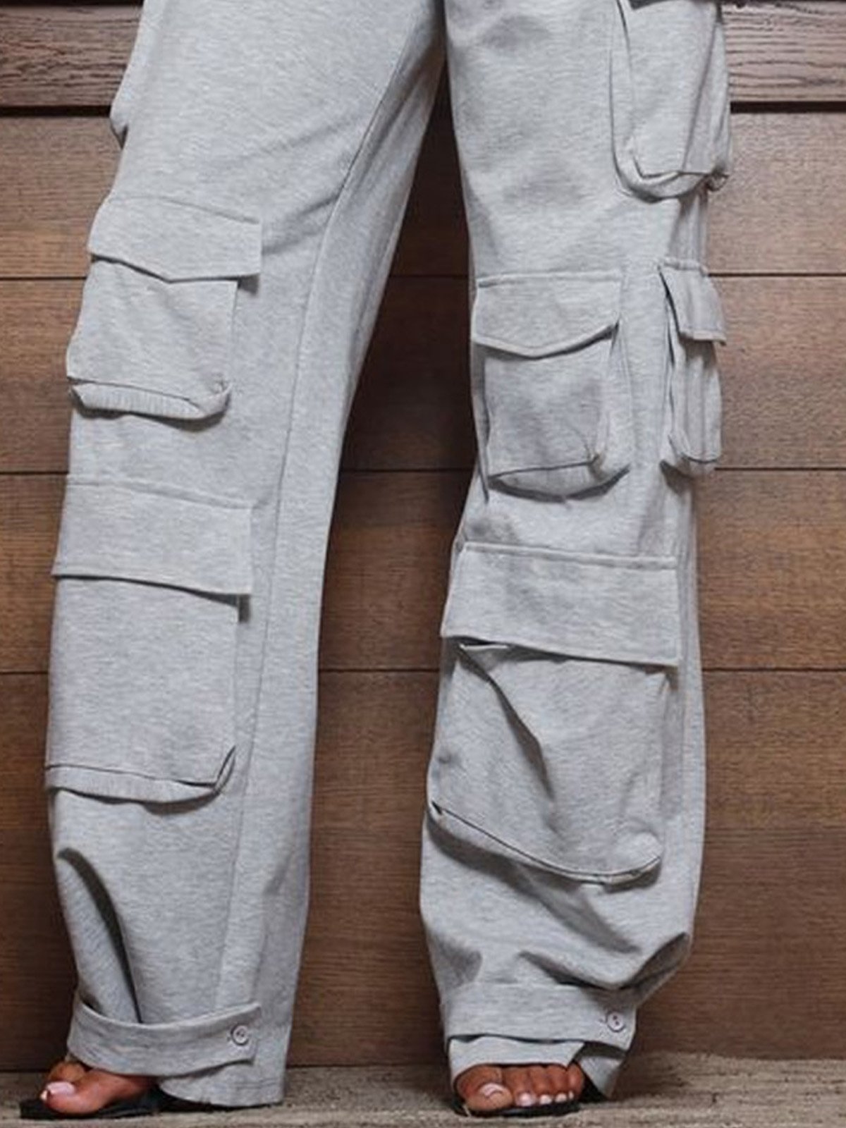 Pantalons Plain Printemps / Automne Urbain Polyester Naturel Ample Long Droit Régulier pour Femmes
