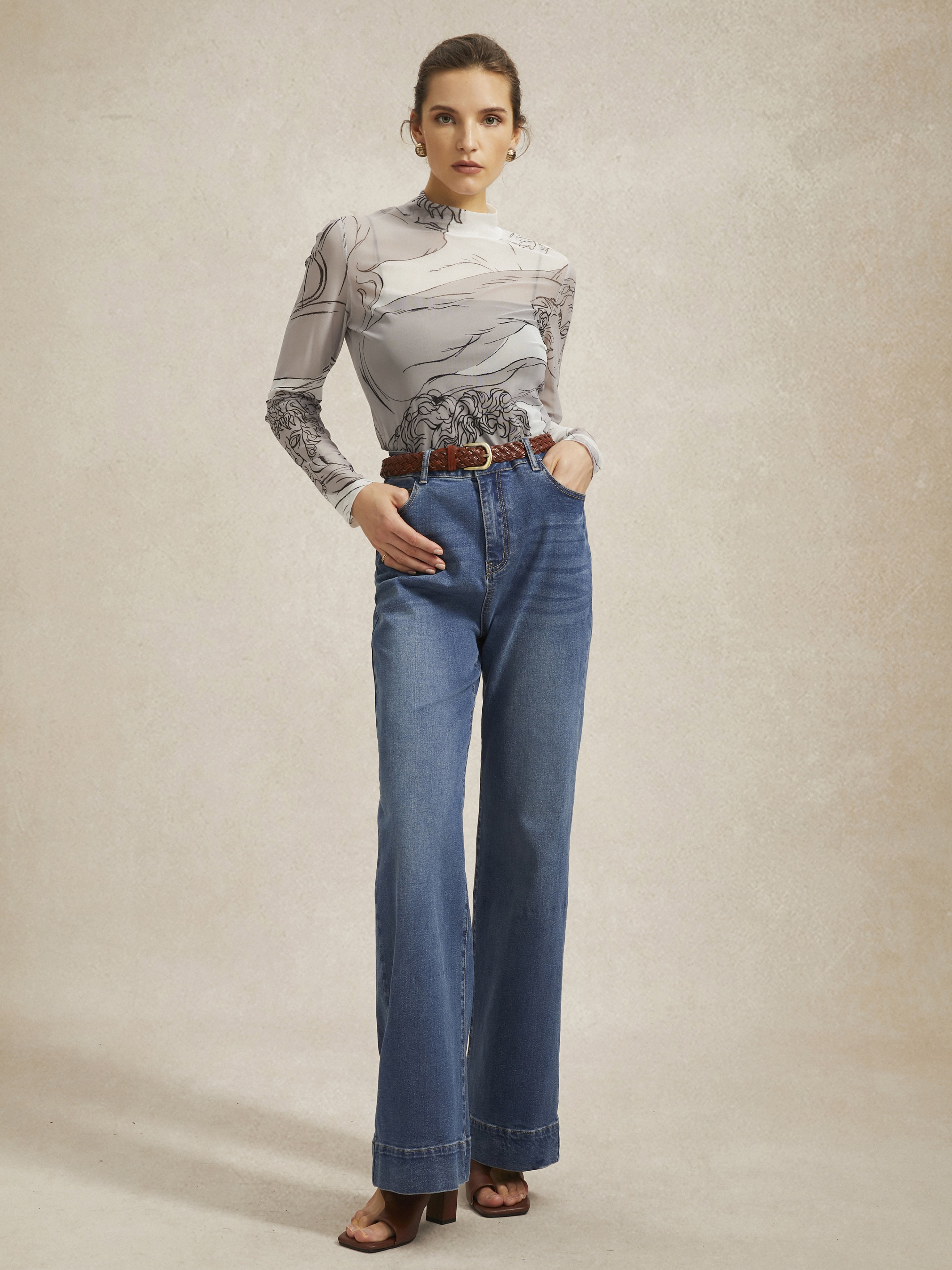 Jeans Femmes Plain Printemps / Automne Urbain Coton Aucune élasticité Taille Moyenne Pantalons à Jambe Large Long Régulier
