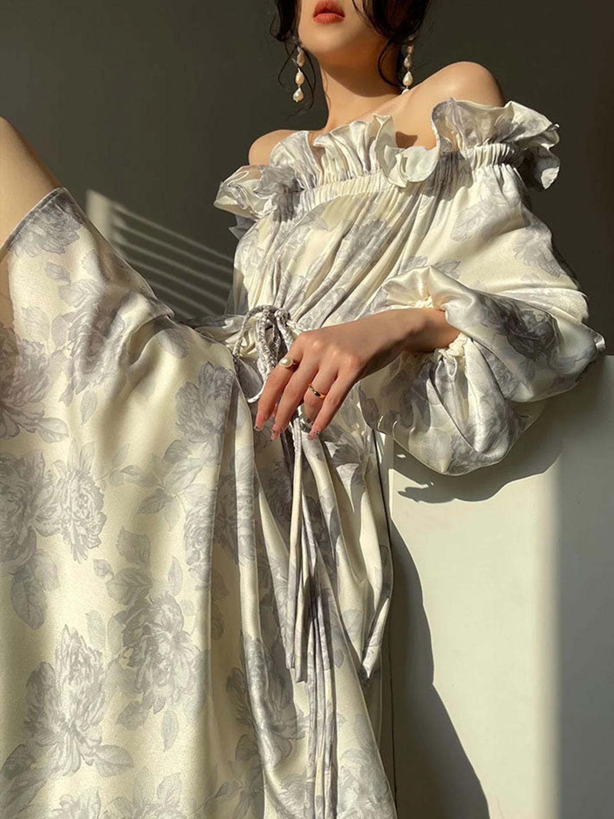 Robes Femmes Floral Été Élégant Polyester Léger Quotidien Coupe Régulière Manches Longues Trapèze