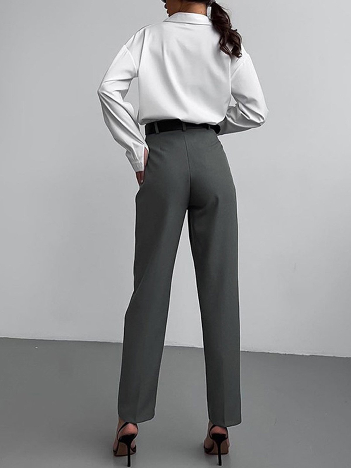 Mode Pantalons Femmes Plain Printemps / Automne Urbain Taille Haute Micro-élasticité Coupe Régulière Long Droit Régulier