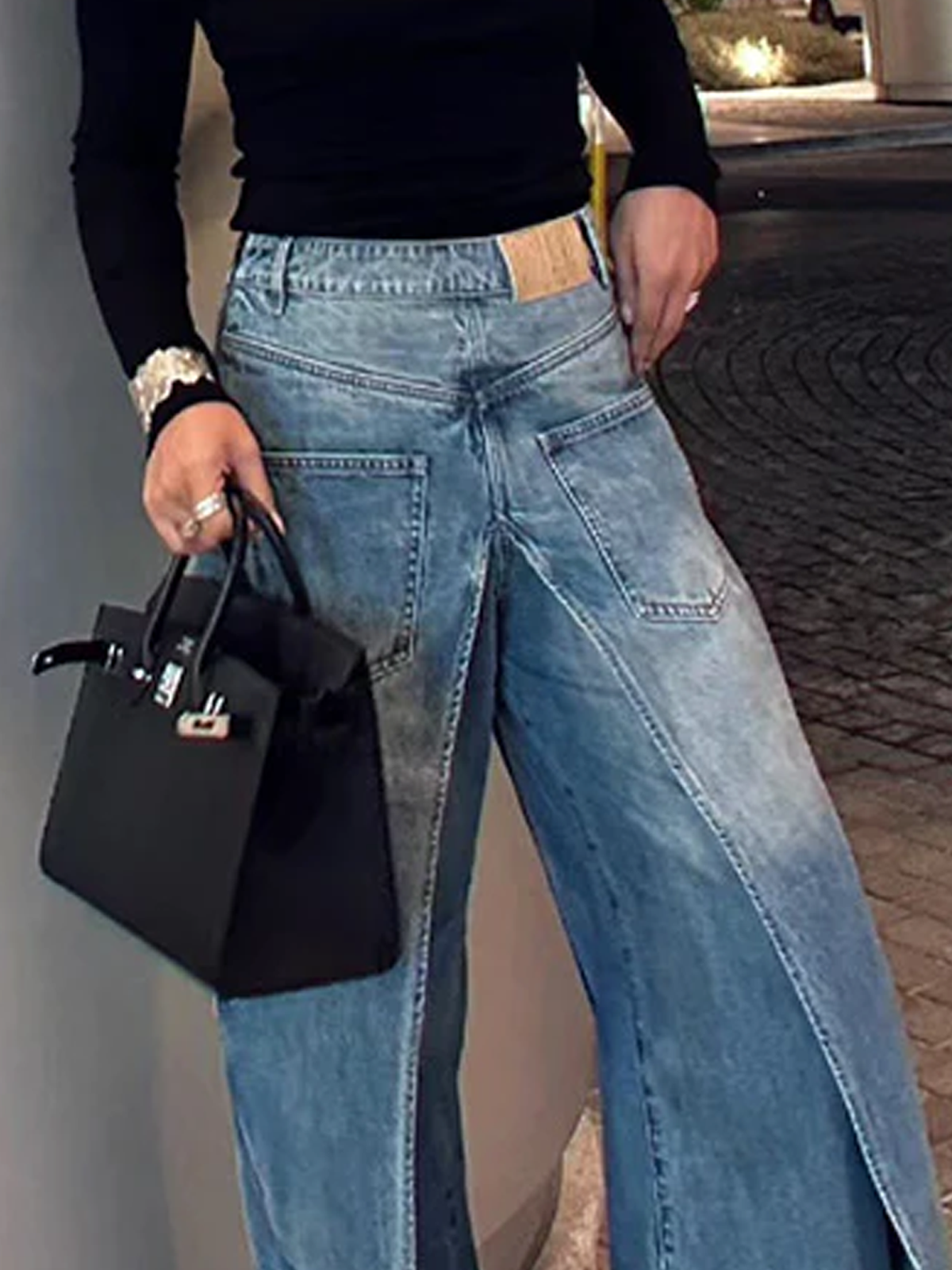 Jeans Femmes Plain Printemps / Automne Urbain Ample Pantalons à Jambe Large Toile de Jean Long Droit Régulier