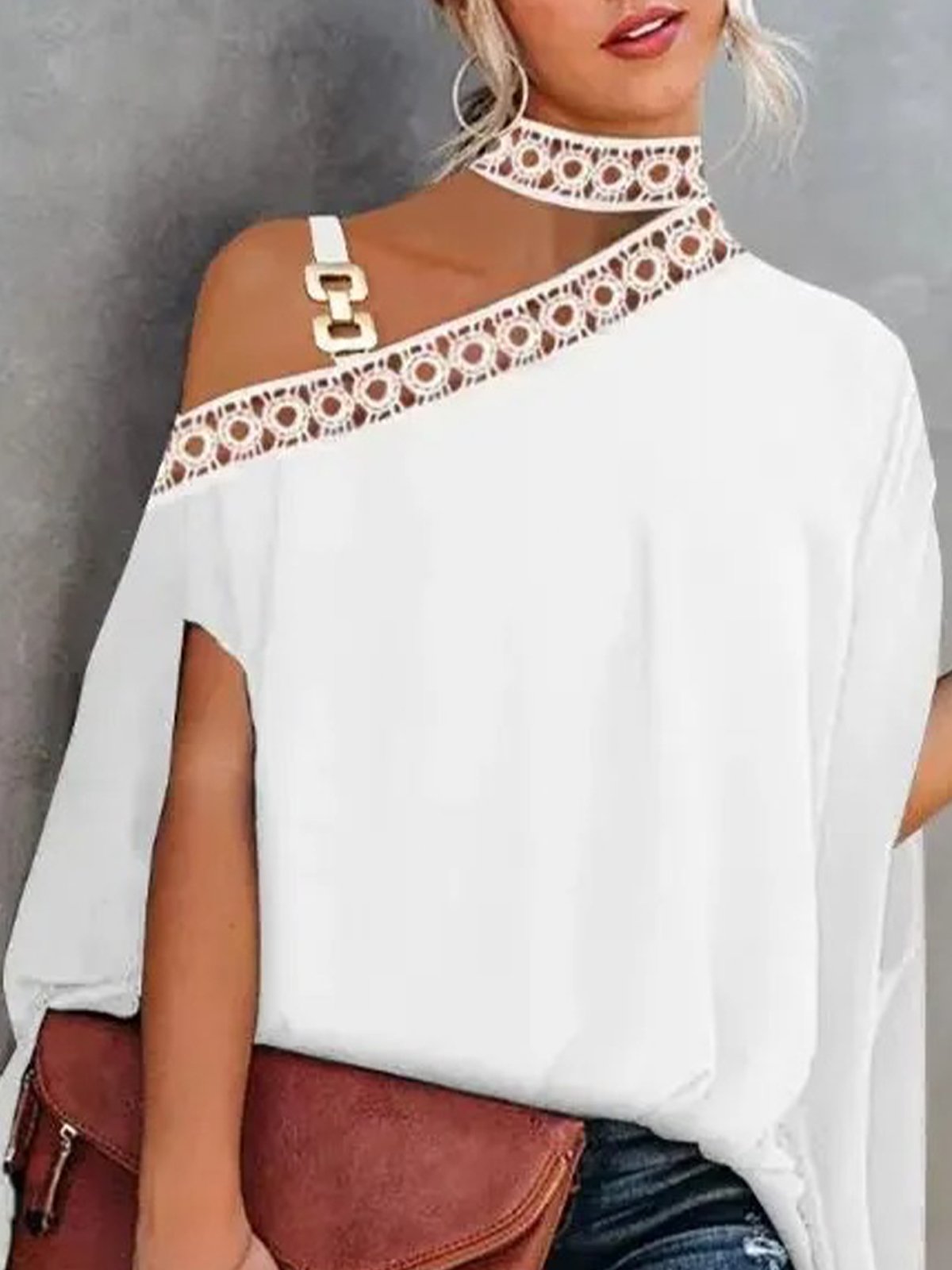 Chemises Femmes Plain Été Urbain Polyester Micro-élasticité à Épaules Dénudées Régulier Droit Chaîne