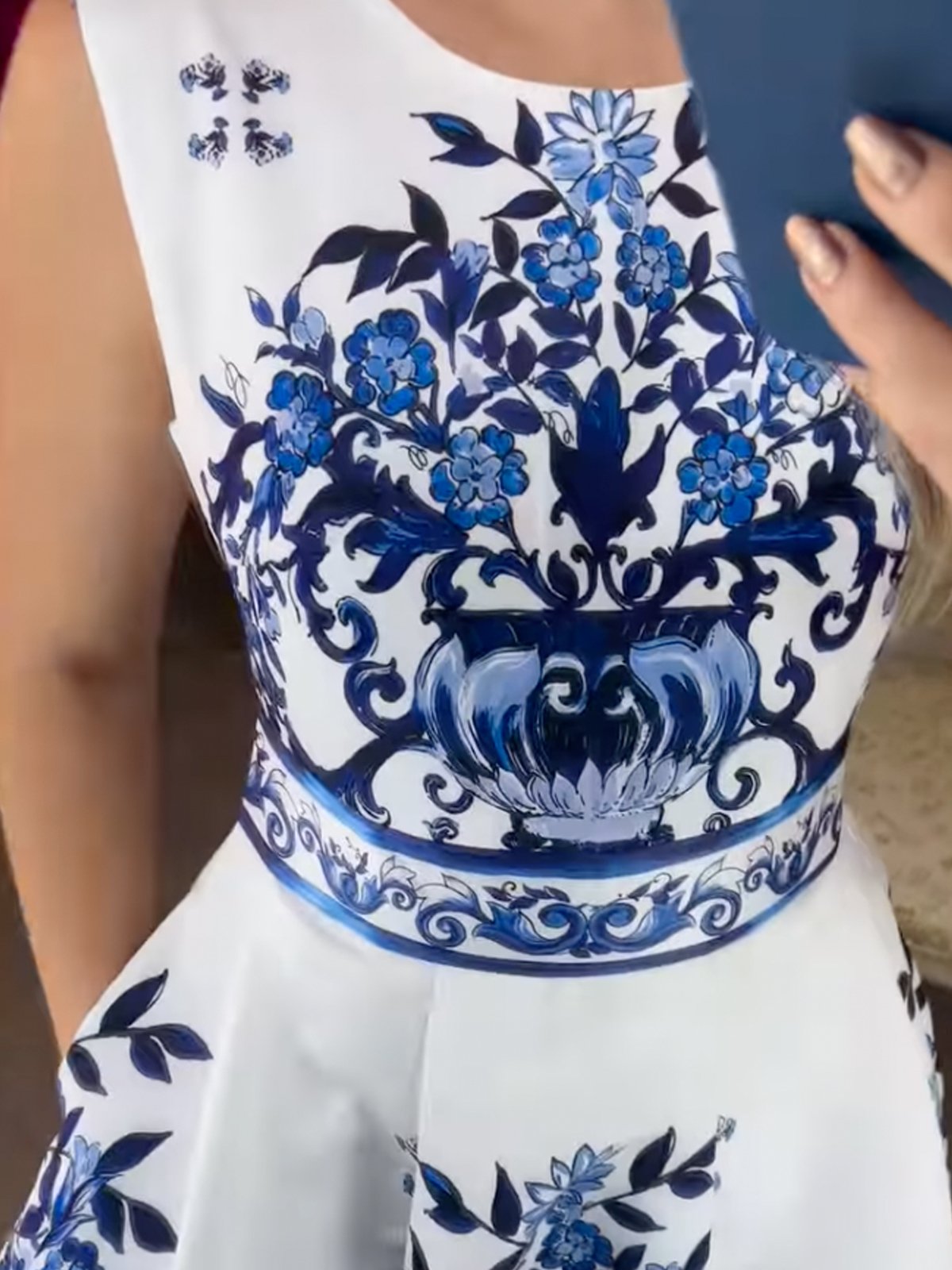 Robes Femmes Été Urbain Aléatoire Imprimé Polyester Micro-élasticité Faire la navette Sans Manches Ligne X Non