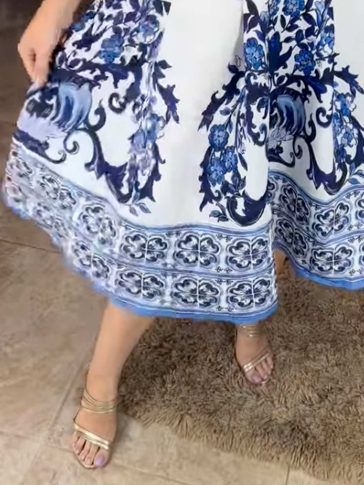 Robes Femmes Été Urbain Aléatoire Imprimé Polyester Micro-élasticité Faire la navette Sans Manches Ligne X Non