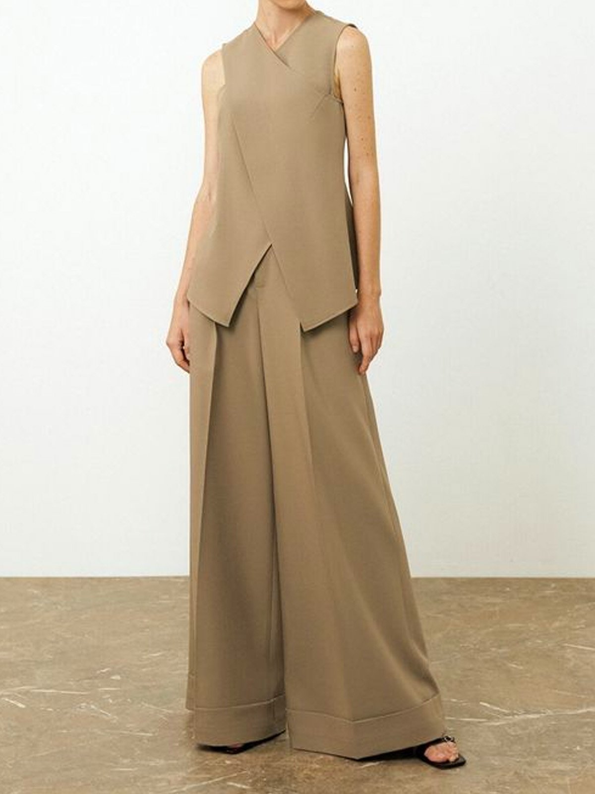 Top Débardeur Tops Plain Été Urbain Polyester Quotidien Coupe Régulière Sans Manches Droit Régulier pour Femmes