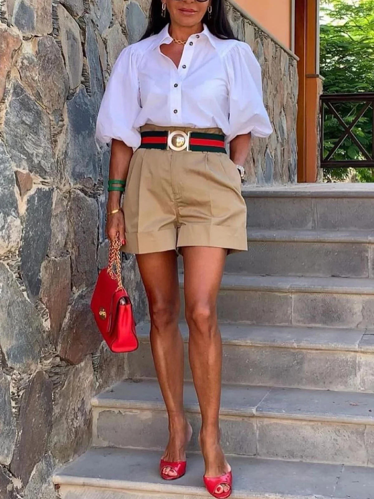 Shorts Décontracté Plain Été Polyester Taille Haute Quotidien Coupe Régulière Droit Régulier pour Femmes