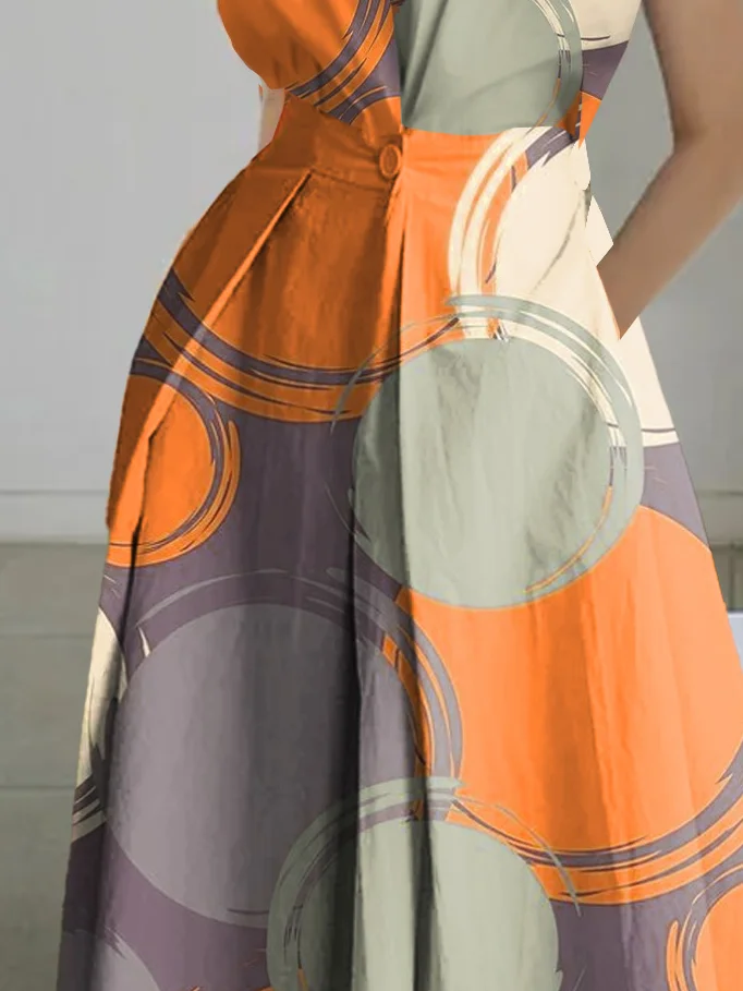 Robes Été Urbain Abstrait Pois Polka Imprimé Léger Aucune élasticité Col de Chemise Robe Chemise Non pour Femmes