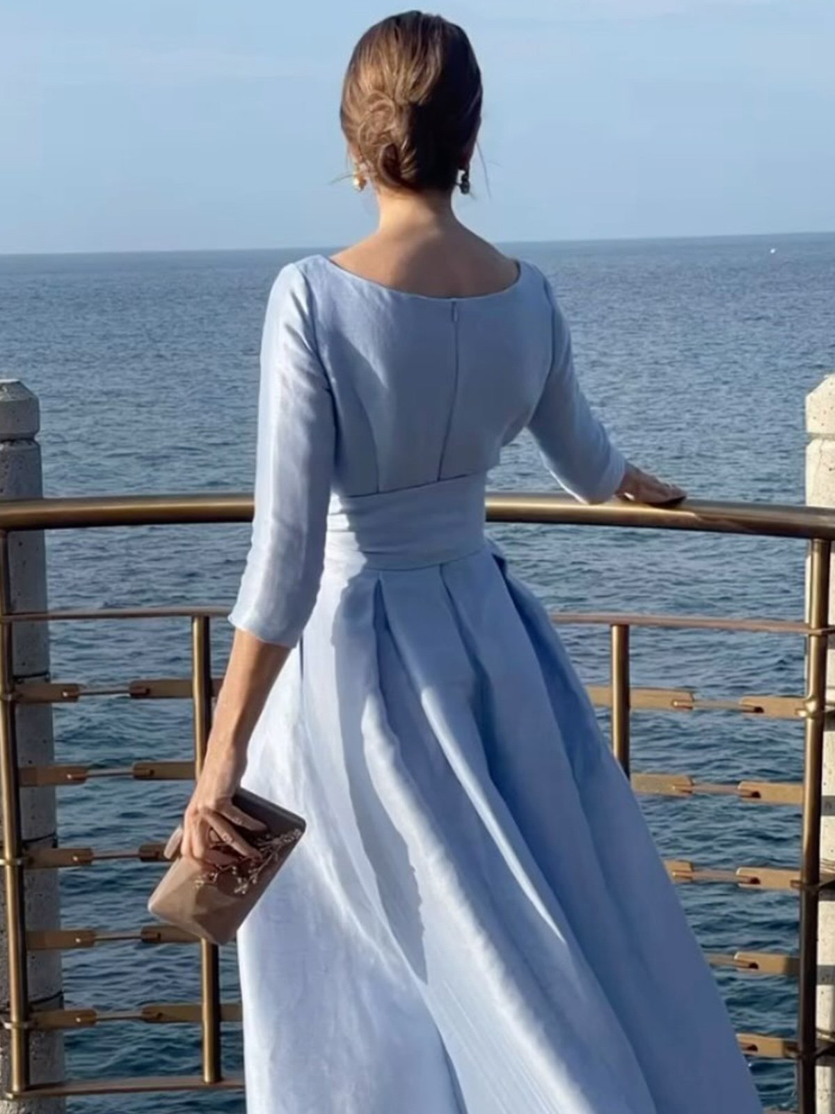 Robes Plain Printemps / Automne Élégant Satin Micro-élasticité Coupe Régulière Maxi Ligne X Non pour Femmes