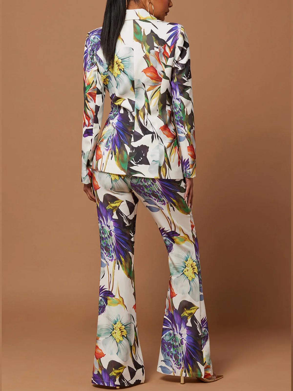 Mode Pantalons Femmes Floral Printemps / Automne Urbain Taille Haute Quotidien Pantalon droit Droit Régulier Poche Couture