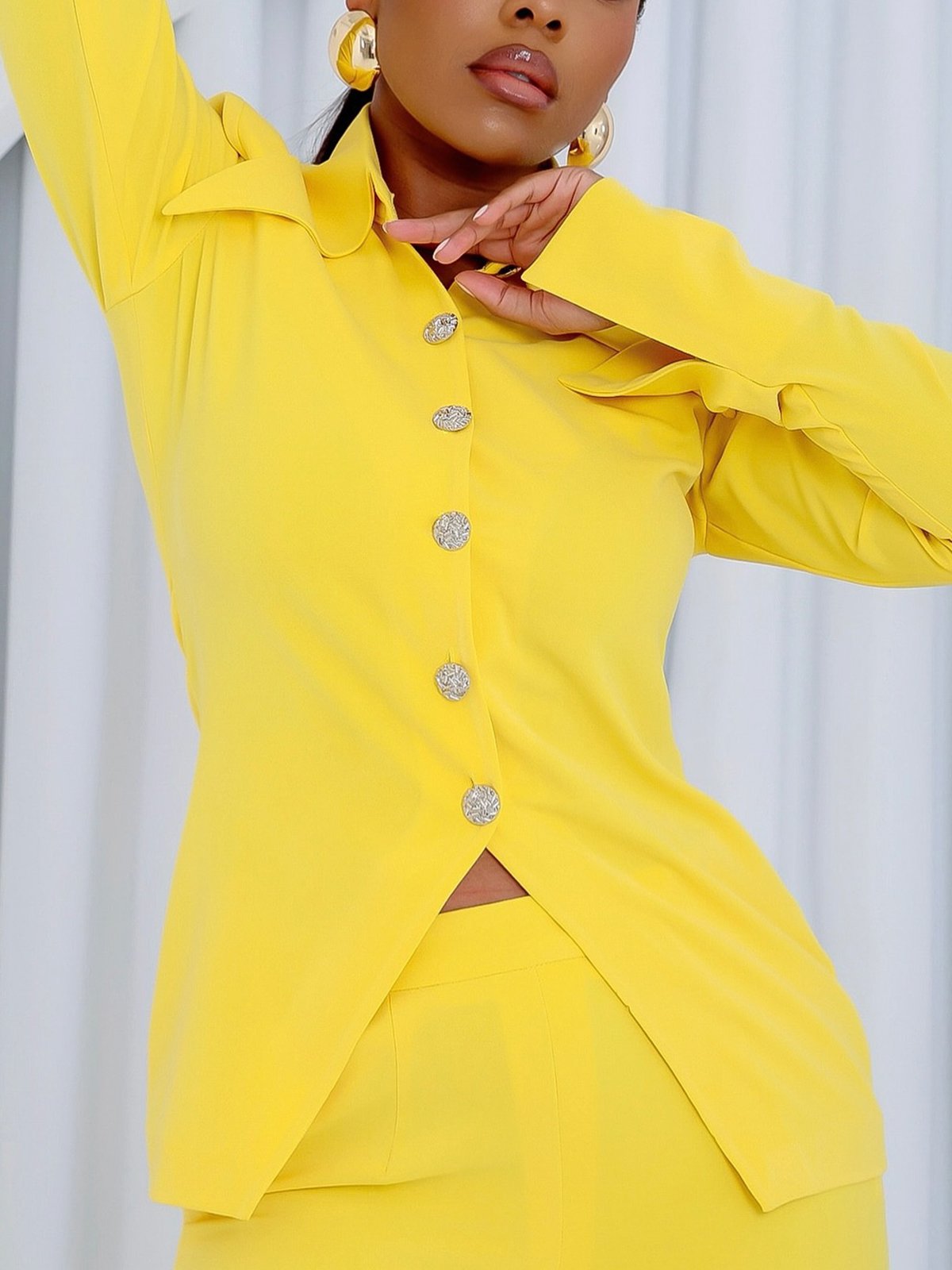 Chemises Plain Printemps / Automne Urbain Micro-élasticité Quotidien Coupe Régulière Régulier Régulier Manches régulières pour Femmes