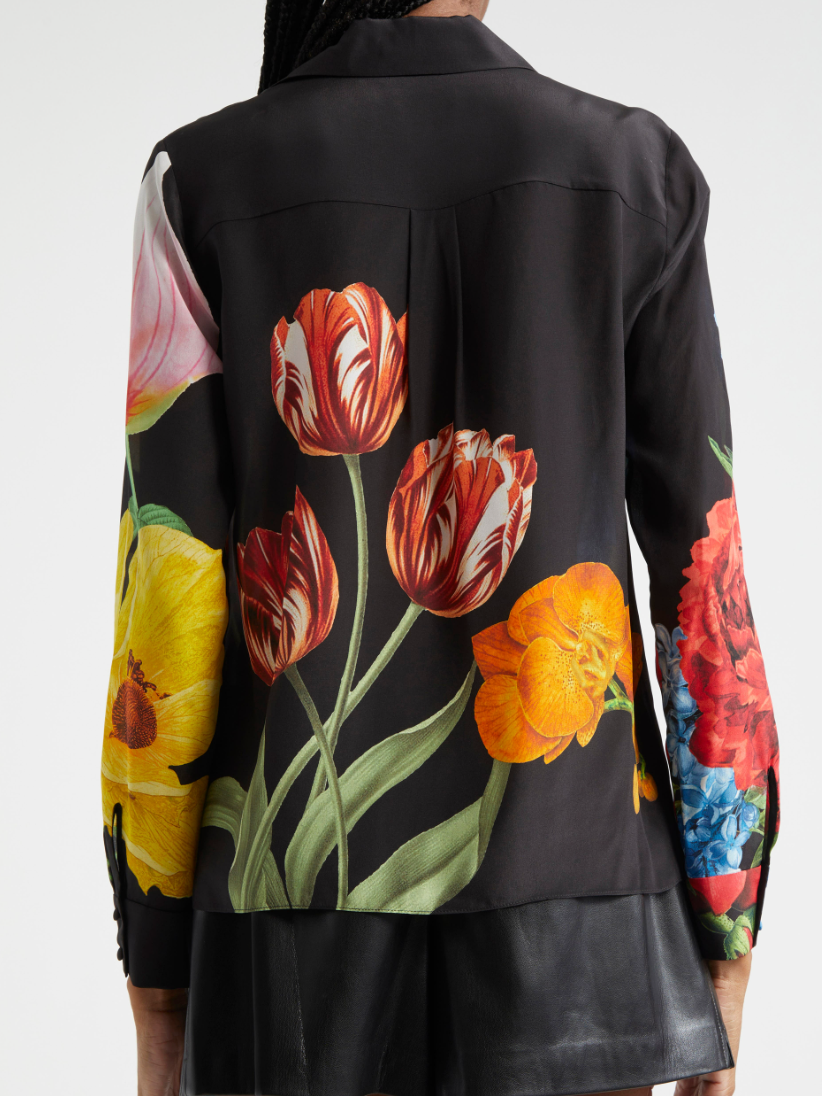 Chemises Femmes Floral Printemps / Automne Élégant Polyester Imprimé Aucune élasticité Manches Longues Droit Régulier