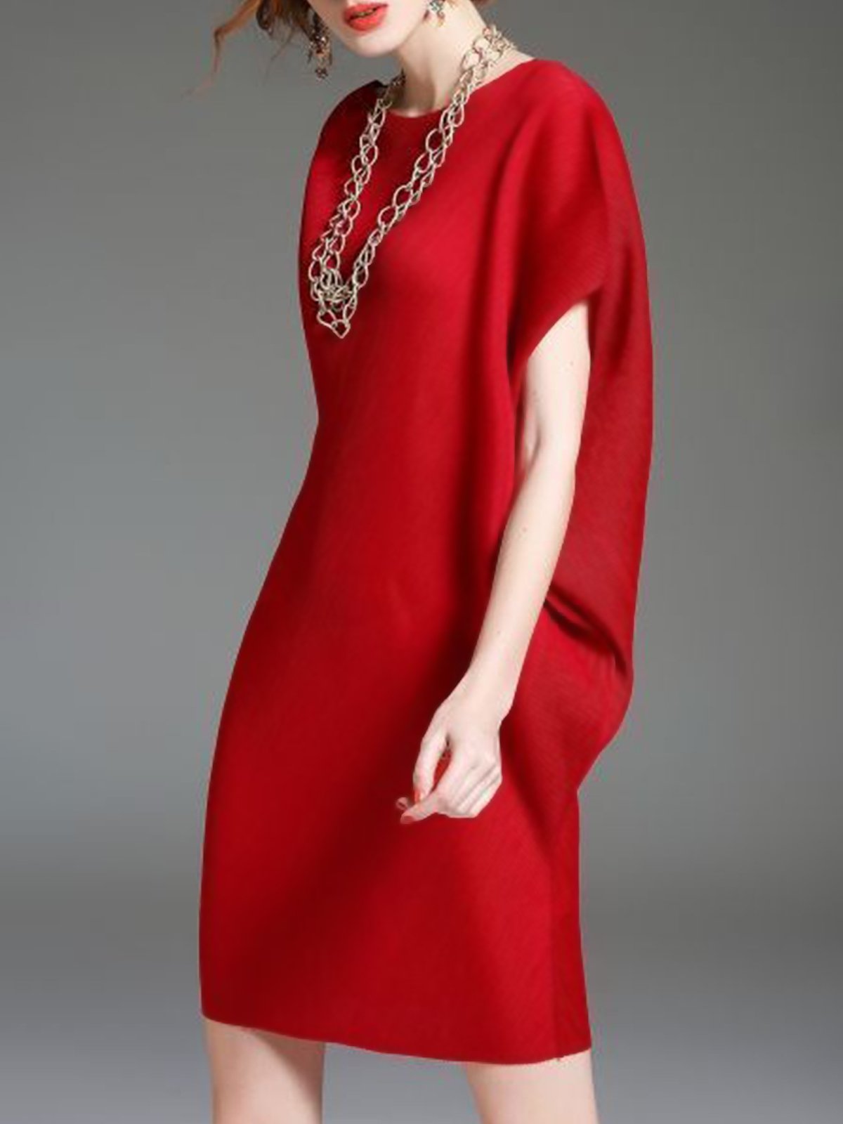 Robes Plain Été Élégant Naturel Ample Sans Manches Col Rond à Manches de Raglan Régulier pour Femmes