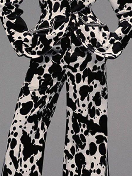 Pantalons Printemps / Automne Urbain Motif vache Naturel Aucune élasticité Faire la navette Pantalons à Jambe Large Long Poche Couture pour Femmes