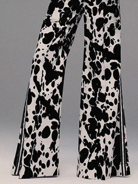 Pantalons Printemps / Automne Urbain Motif vache Naturel Aucune élasticité Faire la navette Pantalons à Jambe Large Long Poche Couture pour Femmes