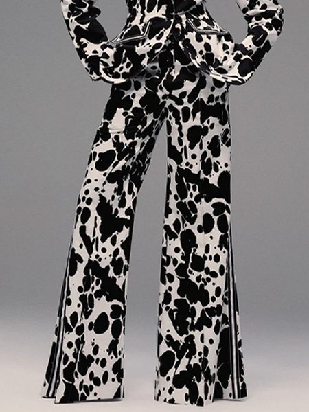 Pantalons Printemps / Automne Urbain Motif vache Naturel Aucune élasticité Faire la navette Pantalons à Jambe Large Long Poche Couture pour Femmes