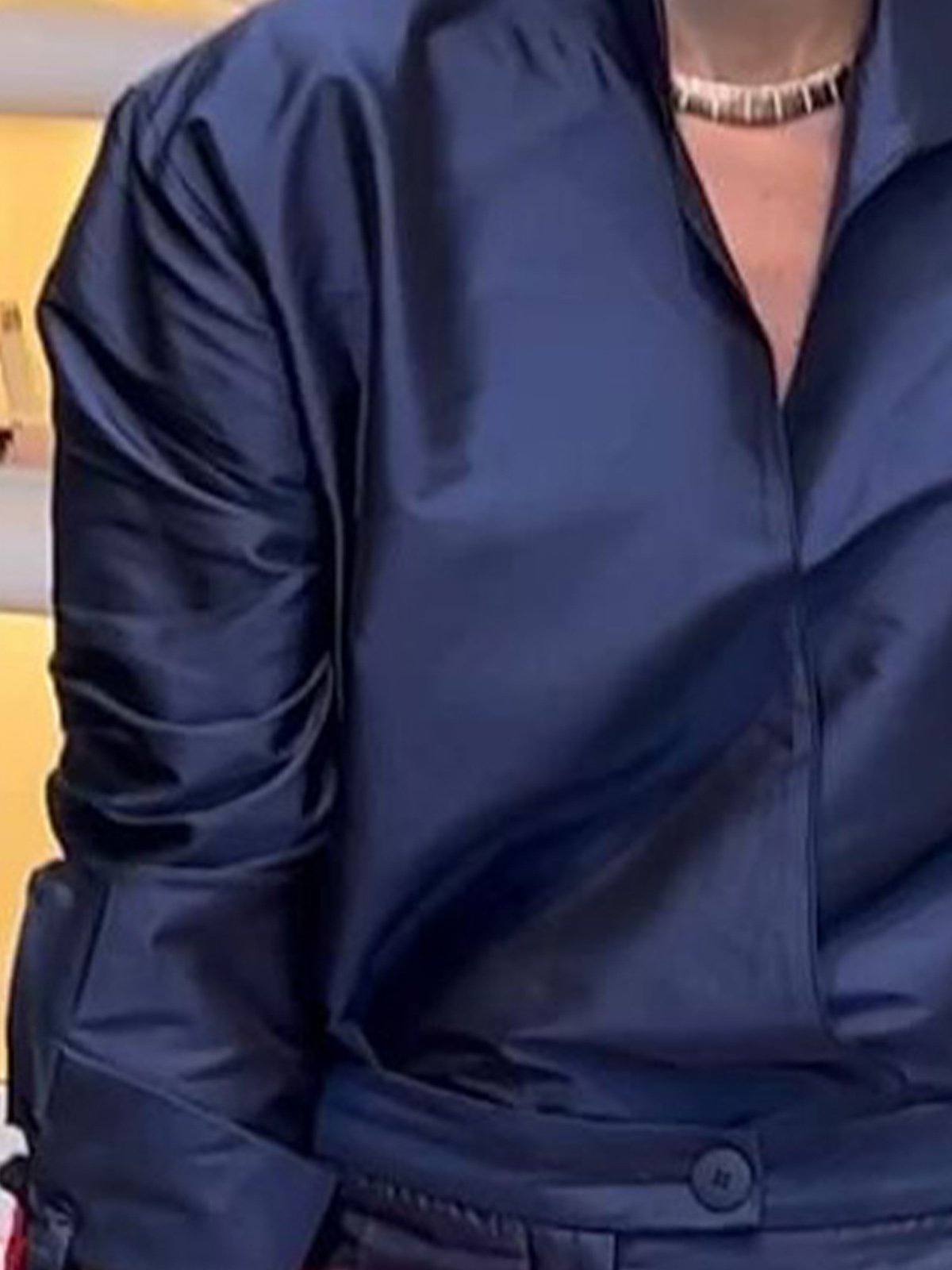 Chemises Femmes Plain Printemps / Automne Urbain Polyester Aucune élasticité à Lacets Coupe Régulière Manches Longues Régulier