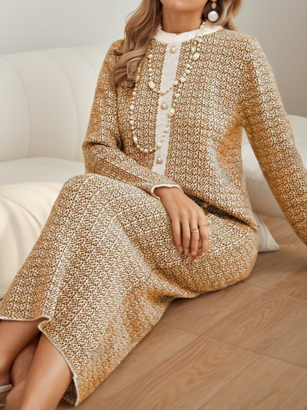 Jupes Géométrique Été Élégant Taille Haute Quotidien Coupe Régulière Mi-longue Fil/fil de laine Régulier pour Femmes