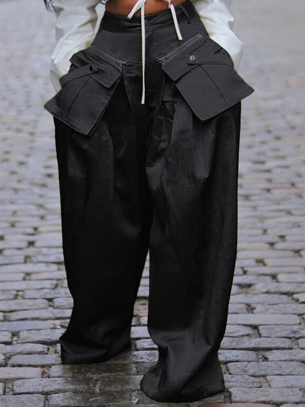 Cargo Pantalons Femmes Plain Printemps / Automne Urbain Polyester Aucune élasticité Ample Taille Moyenne Droit Régulier