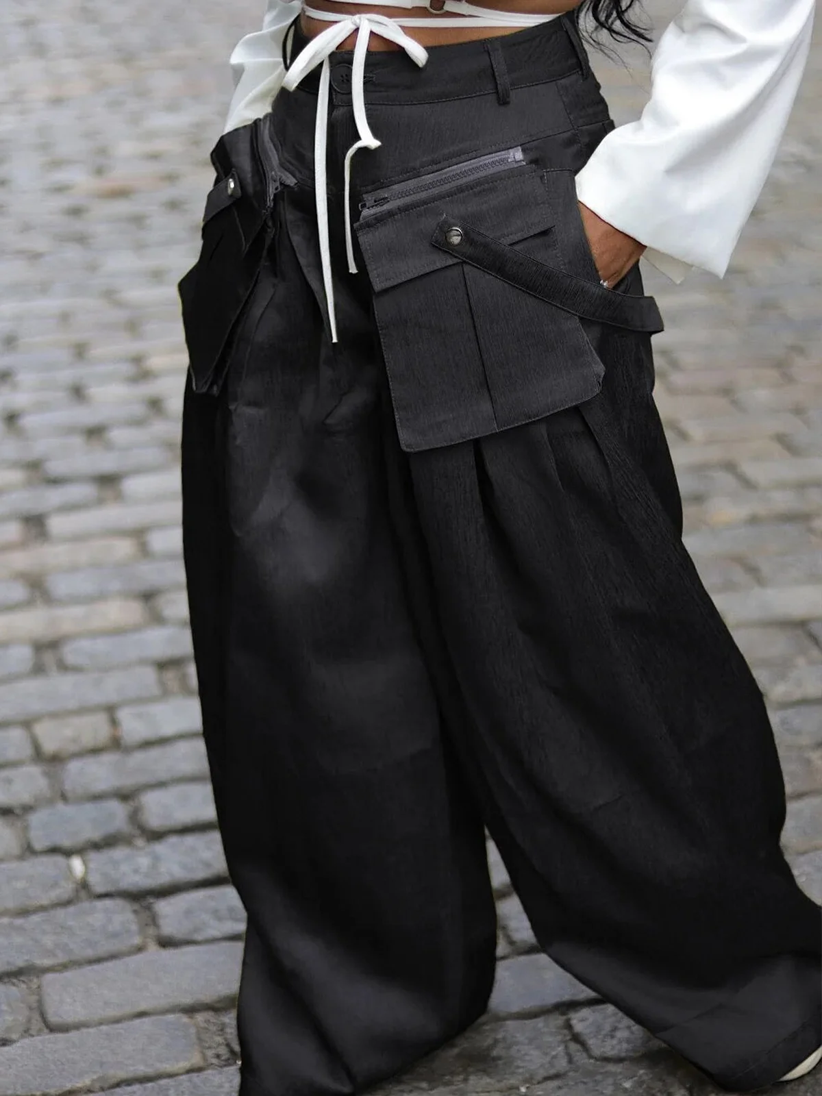 Cargo Pantalons Femmes Plain Printemps / Automne Urbain Polyester Aucune élasticité Ample Taille Moyenne Droit Régulier