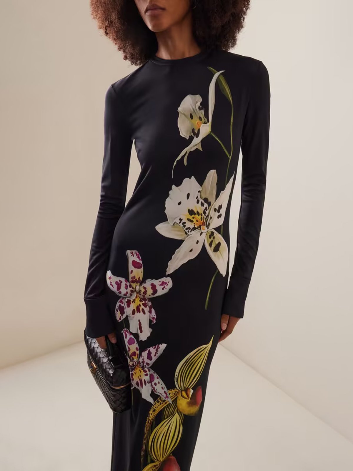 Robes Femmes Floral Printemps / Automne Élégant Polyester Serré Maxi Manches Longues Élasticité moyenne Manches régulières