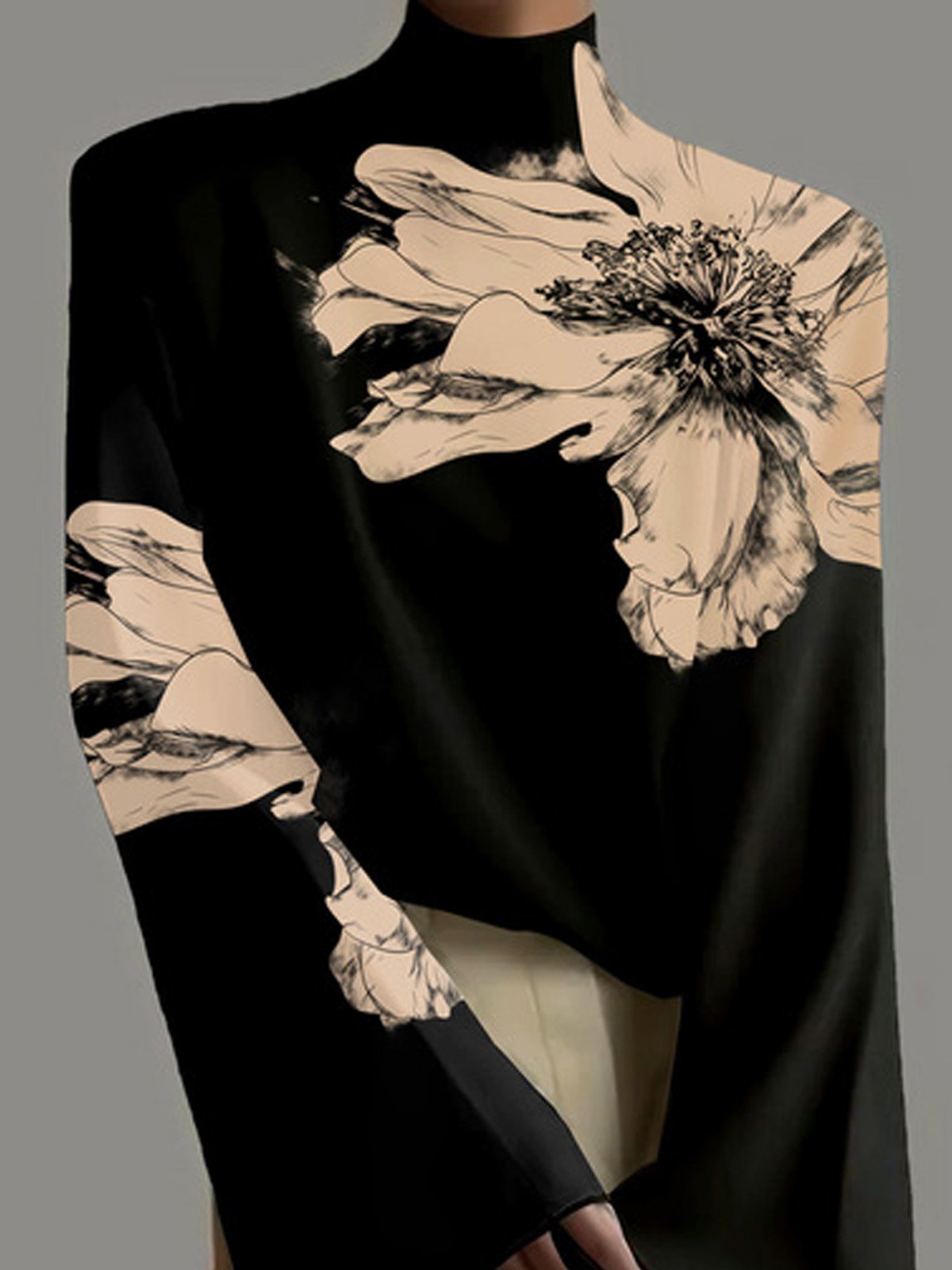 Chemisiers1 Floral Printemps / Automne Urbain Polyester Imprimé Quotidien Ample Manches Longues Régulier pour Femmes