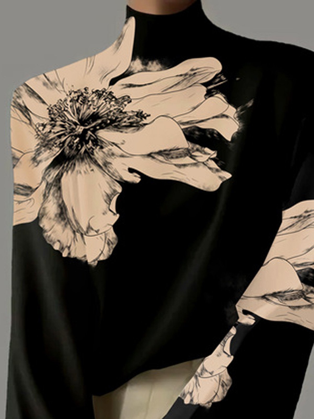 Chemisiers1 Floral Printemps / Automne Urbain Polyester Imprimé Quotidien Ample Manches Longues Régulier pour Femmes