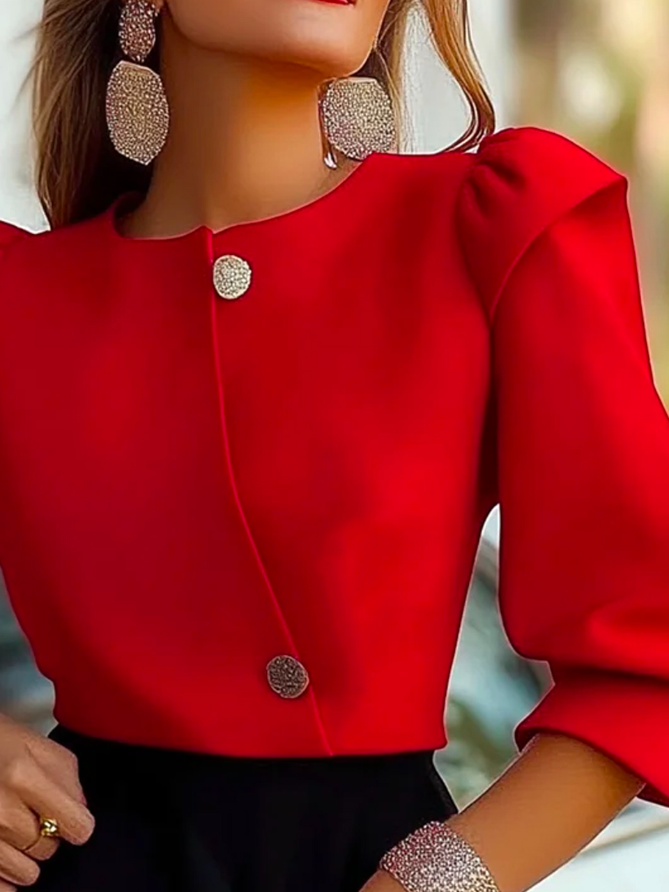 Chemises Plain Été Urbain Micro-élasticité Quotidien Ample Demi Manche Col Rond Régulier pour Femmes