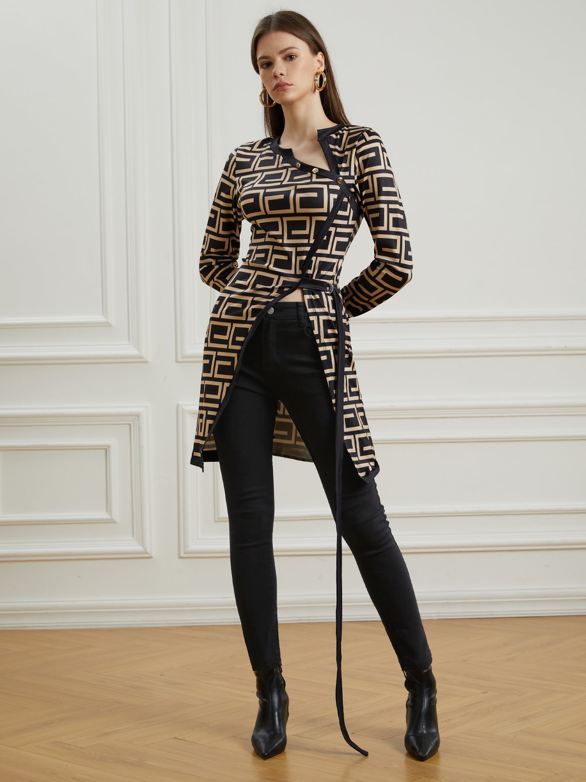 Manteau Moulant Décontracté à Manches Longues