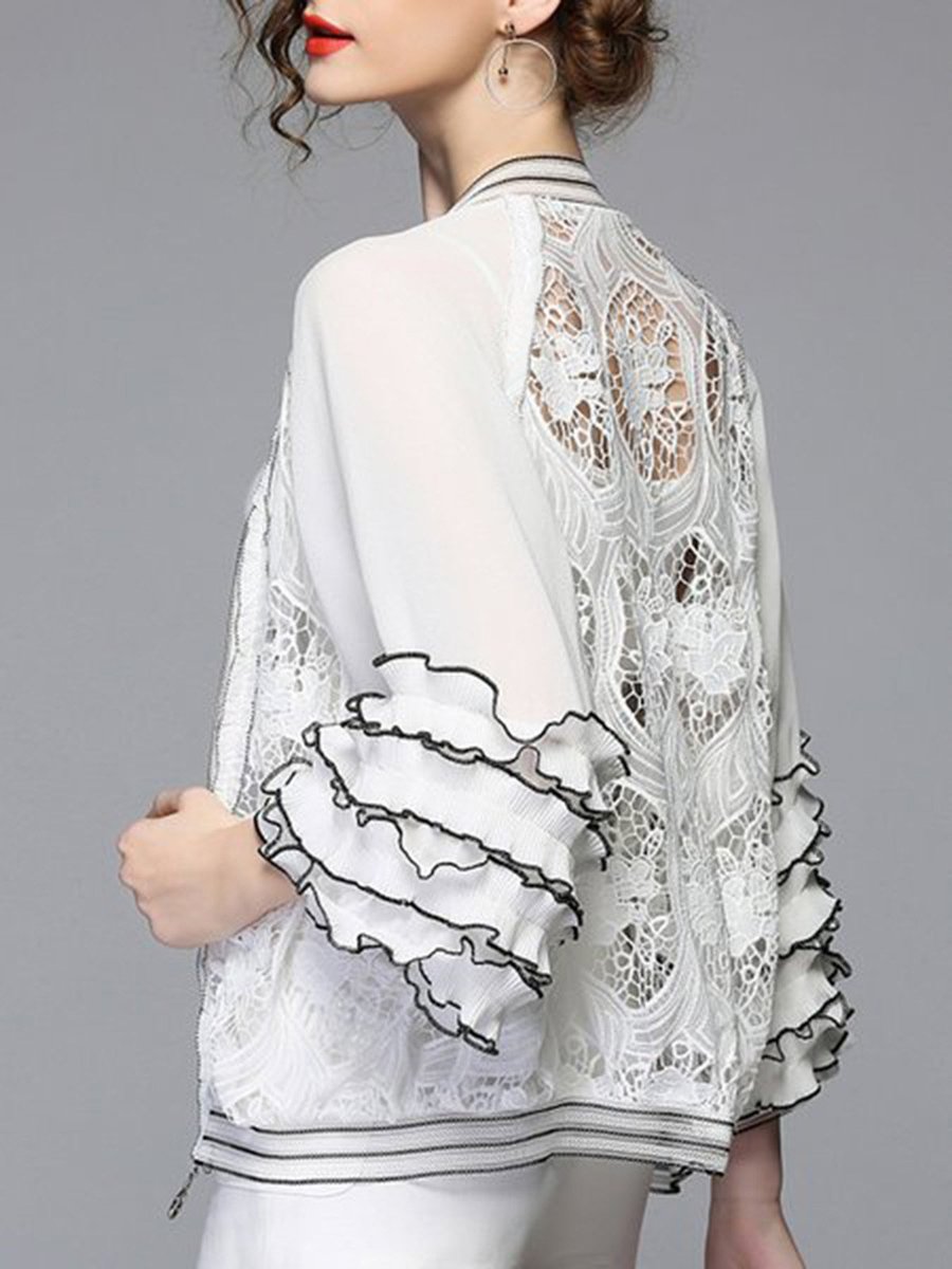 White Solid Elegant Kimonos - StyleWe.com