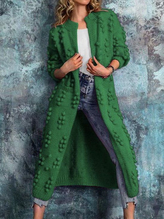 Pull Manteau Plain Automne Urbain Acrylique à Haute Élasticité Quotidien Coupe Régulière Manches Longues Long pour Femmes
