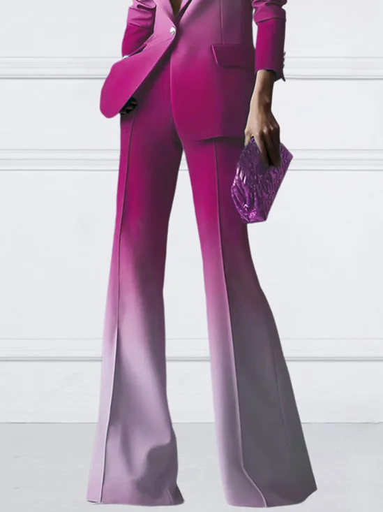 Mode Pantalons Femmes Ombre Toutes Les Saisons Urbain Polyester Taille Haute Micro-élasticité Long Droit Régulier