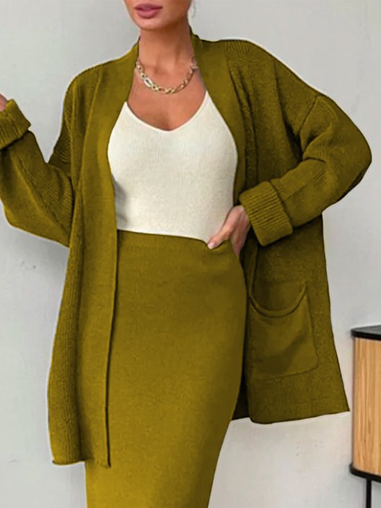 Cardigans Femmes Plain Printemps / Automne Urbain Tricoté Aucune élasticité Quotidien Ample Régulier Droit