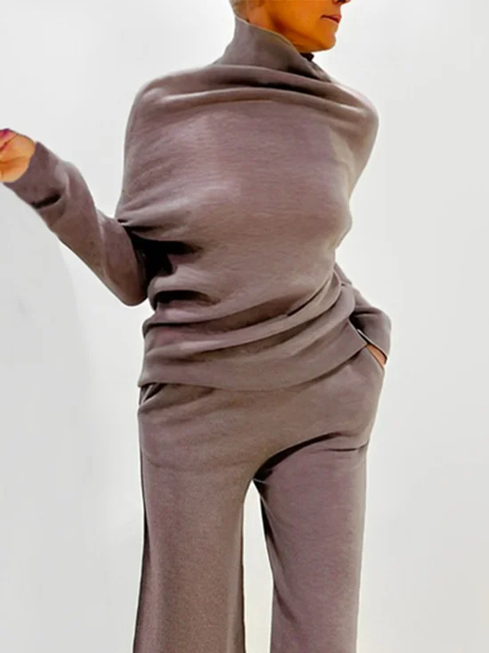 Pulls Plain Printemps / Automne Urbain Tricoté Aucune élasticité Quotidien Col Roulé Régulier Régulier pour Femmes
