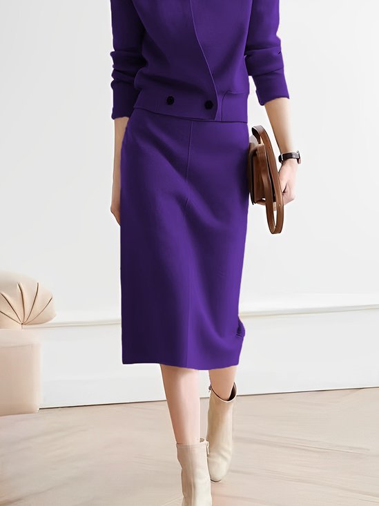 Jupes Plain Printemps / Automne Urbain Tricoté Poids lourd Aucune élasticité Quotidien Mi-longue Droit pour Femmes