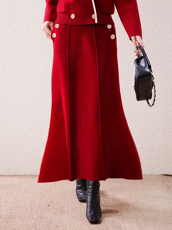 Jupes Femmes Plain Printemps / Automne Urbain Polyester Aucune élasticité Quotidien Ample Maxi Ligne X