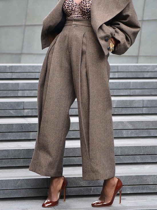 Mode Pantalons Femmes Printemps / Automne Urbain Chevrons Micro-élasticité Ample Bloomers Long O-Ligne Régulier