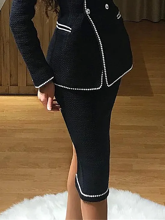 Jupes Bloc de Couleur Printemps / Automne Élégant Polyester Poids lourd Aucune élasticité Quotidien Coupe Régulière Mi-longue pour Femmes