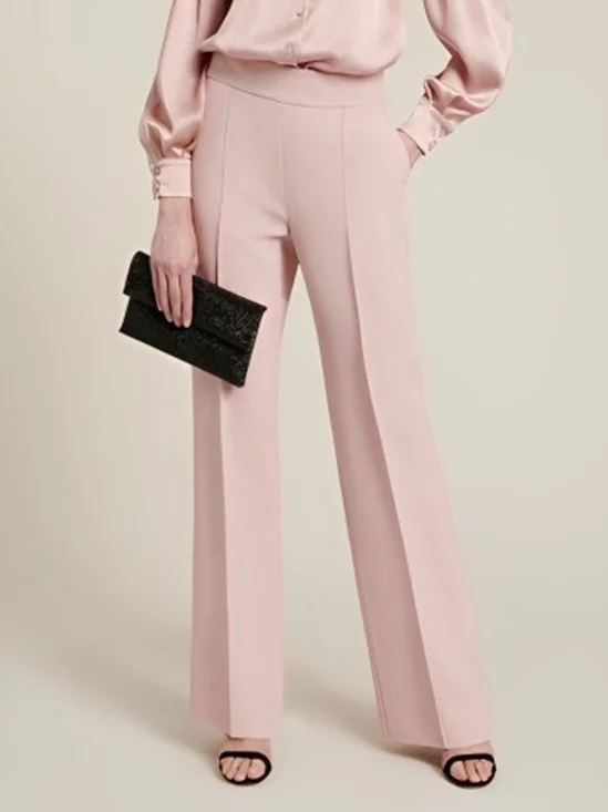 Pantalon droit élégant de mode de couleur unie à coupe régulière pour femmes