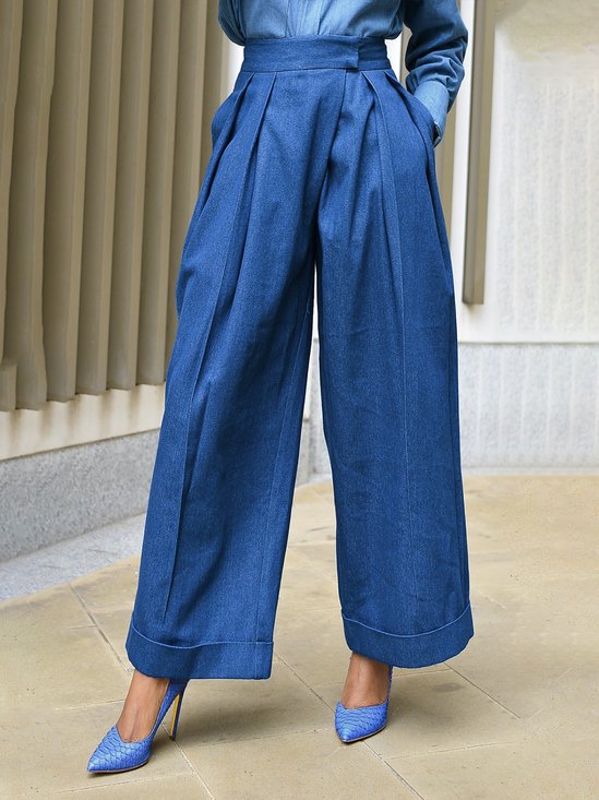 Jeans Décontracté Plain Printemps / Automne Coton Zip Quotidien Coupe Régulière Pantalon droit Régulier pour Femmes