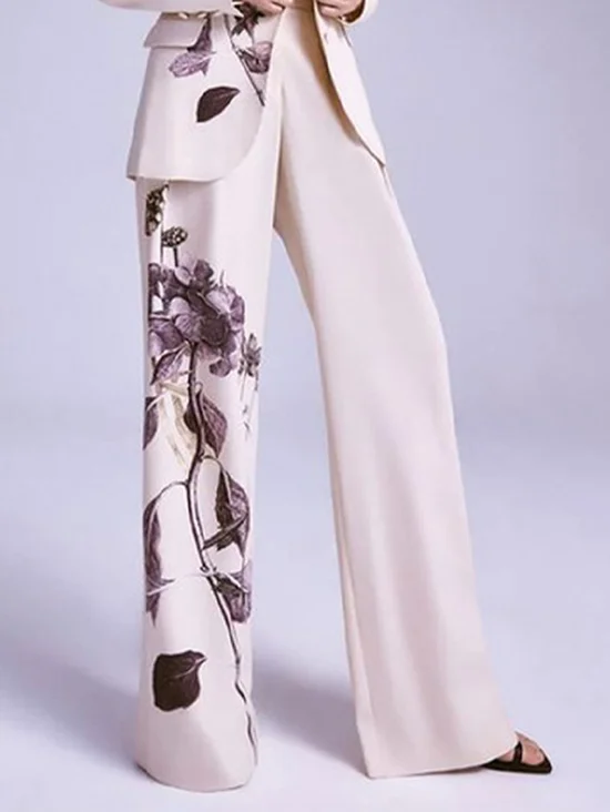 Pantalons Femmes Plain Printemps / Automne Urbain Polyester Naturel Quotidien Ample Long Régulier