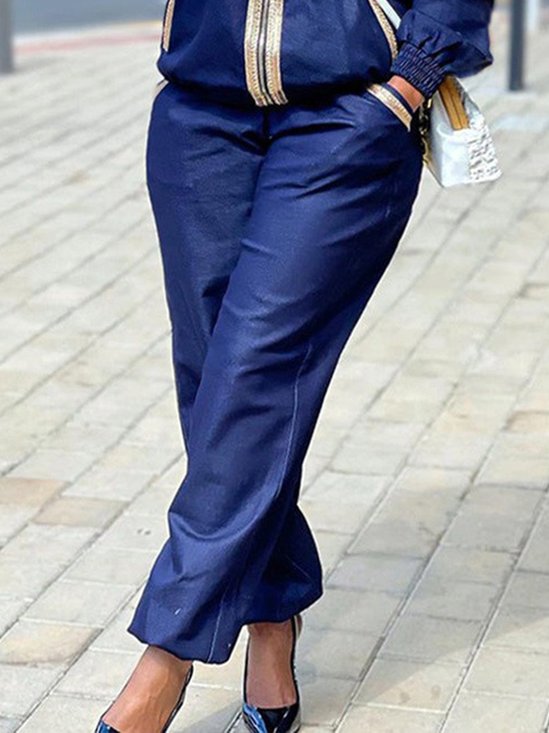 Mode Pantalons Femmes Décontracté Plain Printemps / Automne Coton Taille Haute Micro-élasticité Ample Régulier Poche Couture