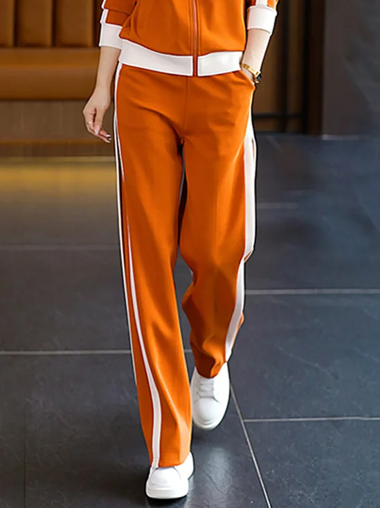Pantalon de survêtement décontracté à coupe régulière à blocs de couleurs pour femmes
