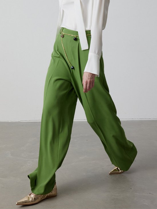 Mode Pantalons Femmes Plain Printemps / Automne Urbain Polyester Zip Naturel Quotidien Long Régulier